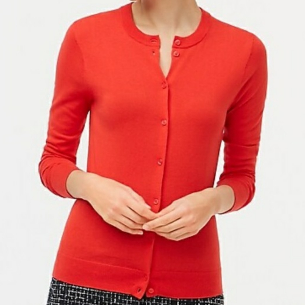 Nwt J. Crew Caryn Cotton Cardigan Sweater, Red 